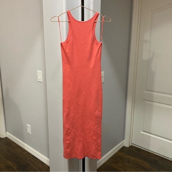 A.L.C. Guava Pink Coral Racerback Marc Rib Knit Midi Dress Size Small Stretch - Picture 8 of 9